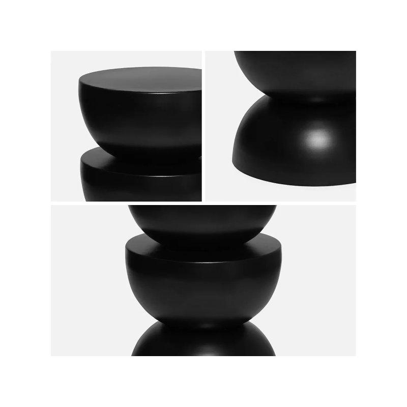 Siyah Demir Minimalist Tasarım Yan Sehpa-32x46x32 cm - 110312