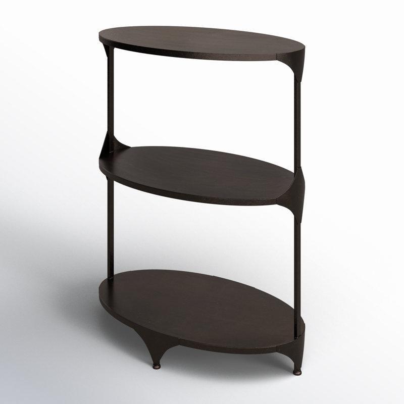 Siyah Demir Raflı Ferforje Yan Sehpa-79x61x36 cm - 112869