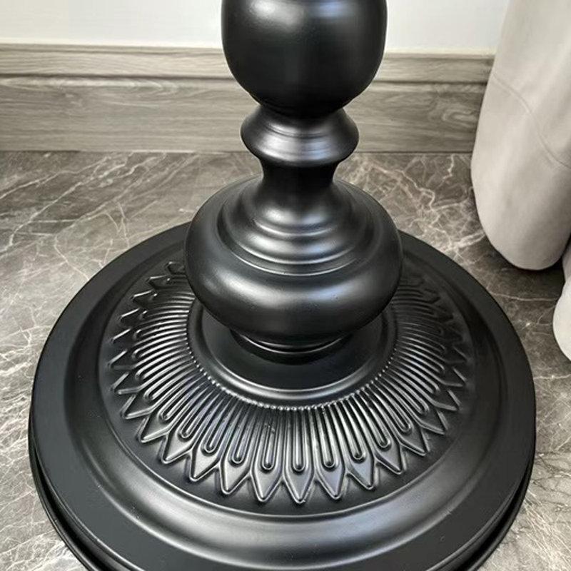 Siyah Demir Yuvarlak Tablalı Kaideli Ferforje Yan Sehpa-53x40x40 cm - 112845