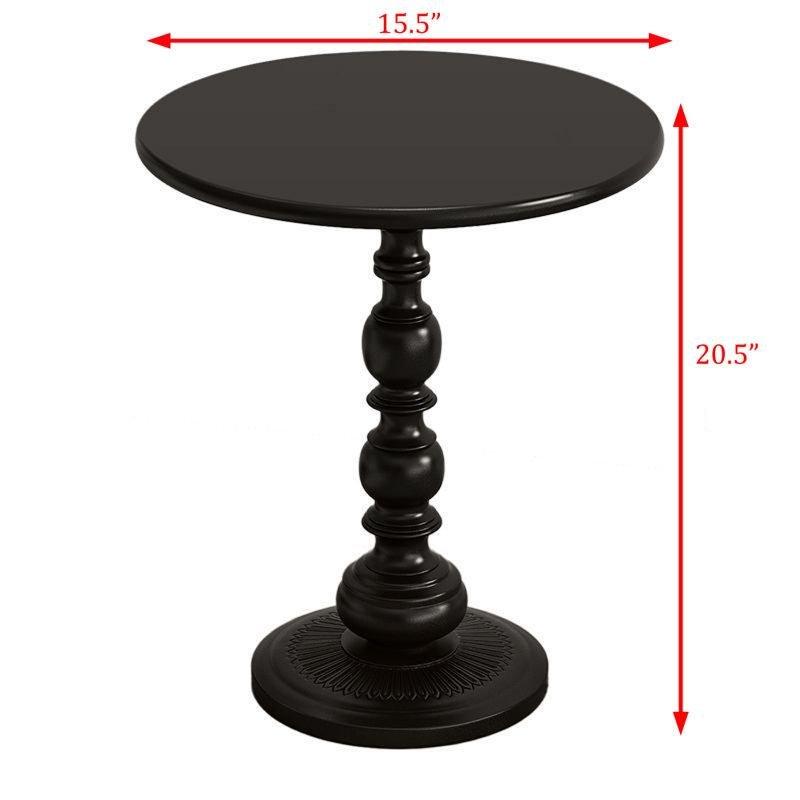 Siyah Demir Yuvarlak Tablalı Kaideli Ferforje Yan Sehpa-53x40x40 cm - 112845