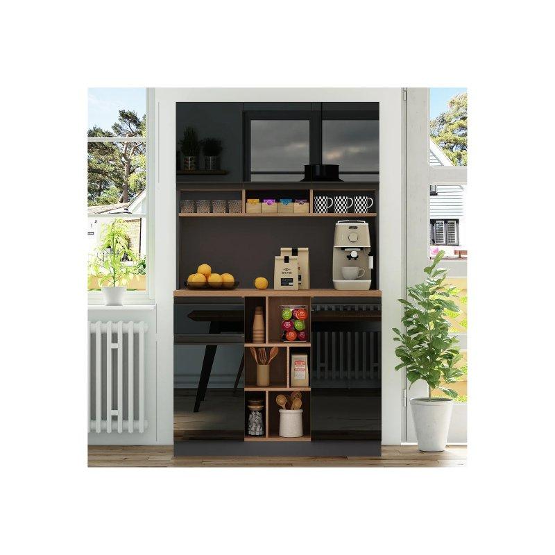 Siyah Doğal Ahşap Çok Amaçlı Dolap 105x45x185 cm - 92359