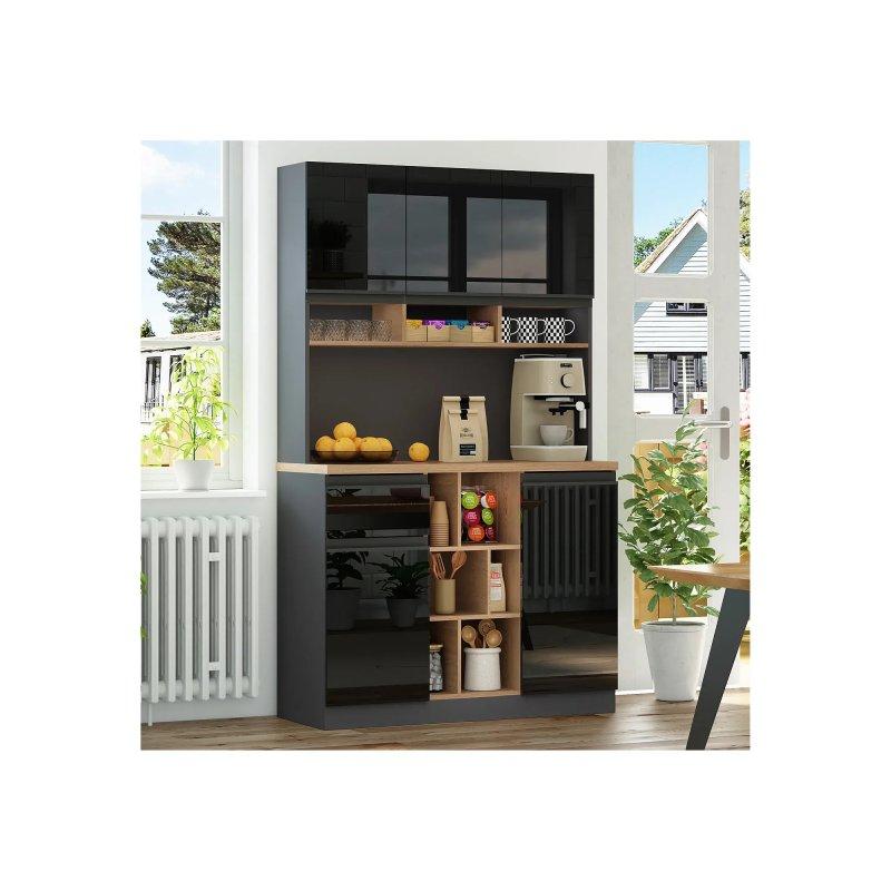 Siyah Doğal Ahşap Çok Amaçlı Dolap 105x45x185 cm - 92359