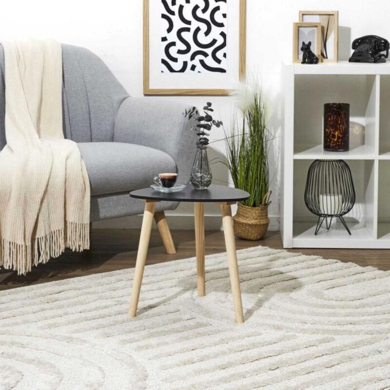 Siyah Doğal MDF Yuvarlatılmış Kenarlı İskandinav Yan Sehpa-39x39x40 cm - 112491