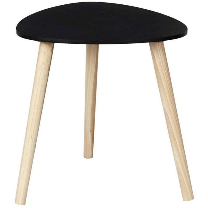 Siyah Doğal MDF Yuvarlatılmış Kenarlı İskandinav Yan Sehpa-39x39x40 cm - 112491