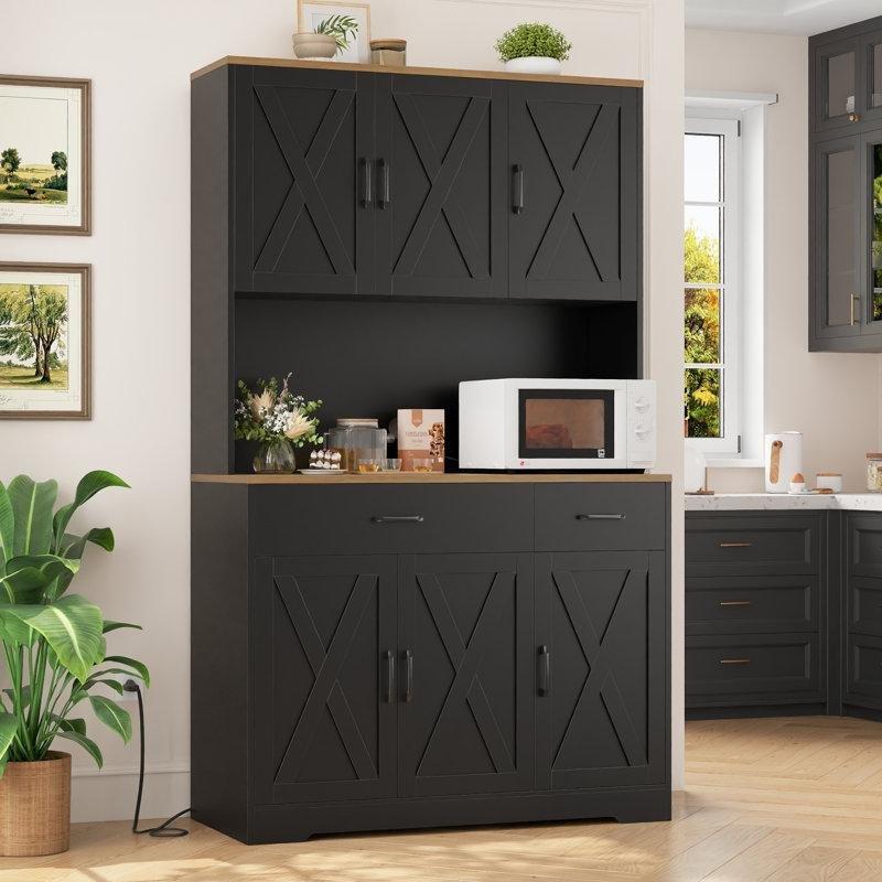 Siyah Endüstriyel Ahşap Çok Amaçlı Dolap 180 cm - 93007