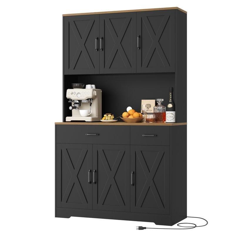 Siyah Endüstriyel Ahşap Çok Amaçlı Dolap 180 cm - 93007