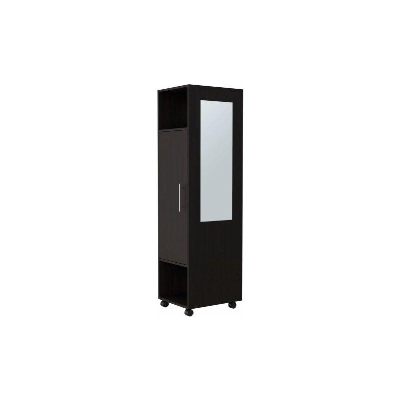Siyah Endüstriyel Ahşap Gardrop Aynalı Kapı 160x40x48 cm - 90547