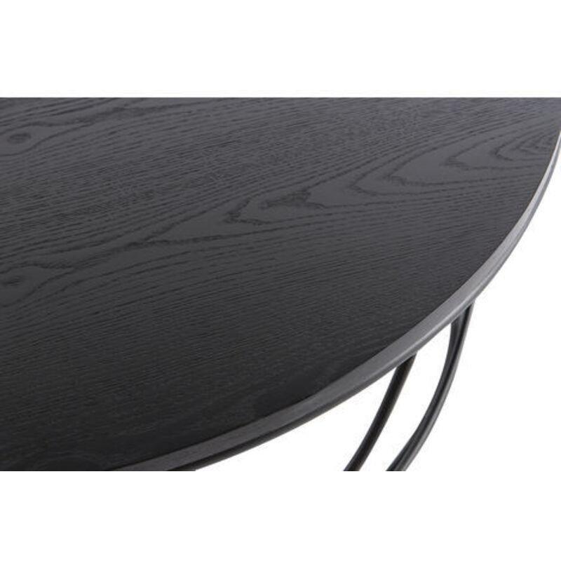 Siyah Endüstriyel Ahşap Metal Yuvarlak Orta Sehpa 80 cm - 102790