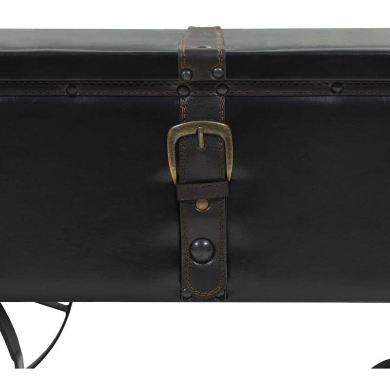 Siyah Endüstriyel Ahşap Orta Sehpa 110x55x43 cm Tekerlekli - 103135