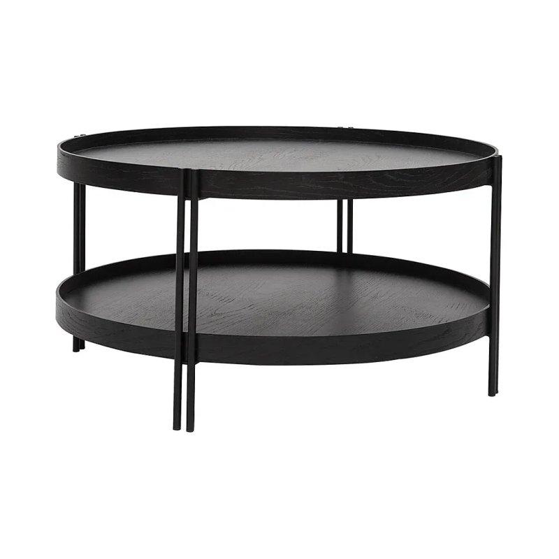 Siyah Endüstriyel Ahşap ve Metal Yuvarlak Orta Sehpa 80 cm - 102132