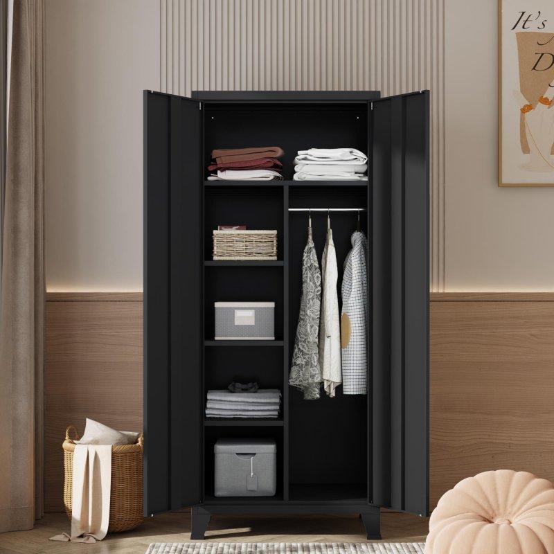 Siyah Endüstriyel Çelik Çift Kapılı Gardrop 180x90x40 cm - 90793