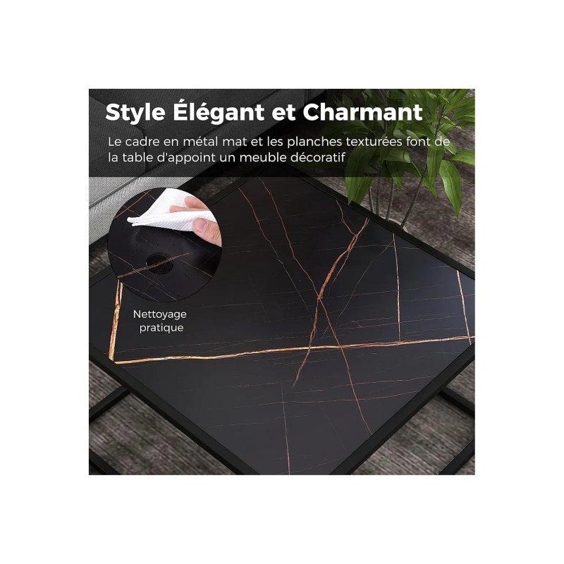 Siyah Fake Mermer Üstlü Metal Çerçeveli Kare Orta Sehpa 70x70 cm - 102324