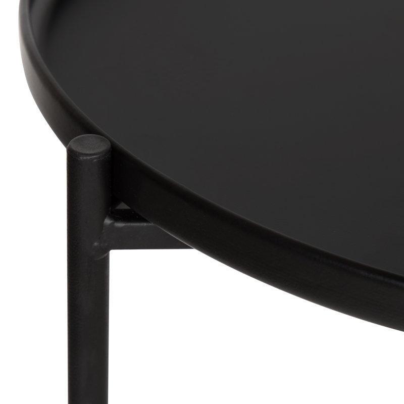 Siyah Ferforje İkili Zigon Sehpa Yuvarlak Tepsi Tablalı 45 cm - 108235
