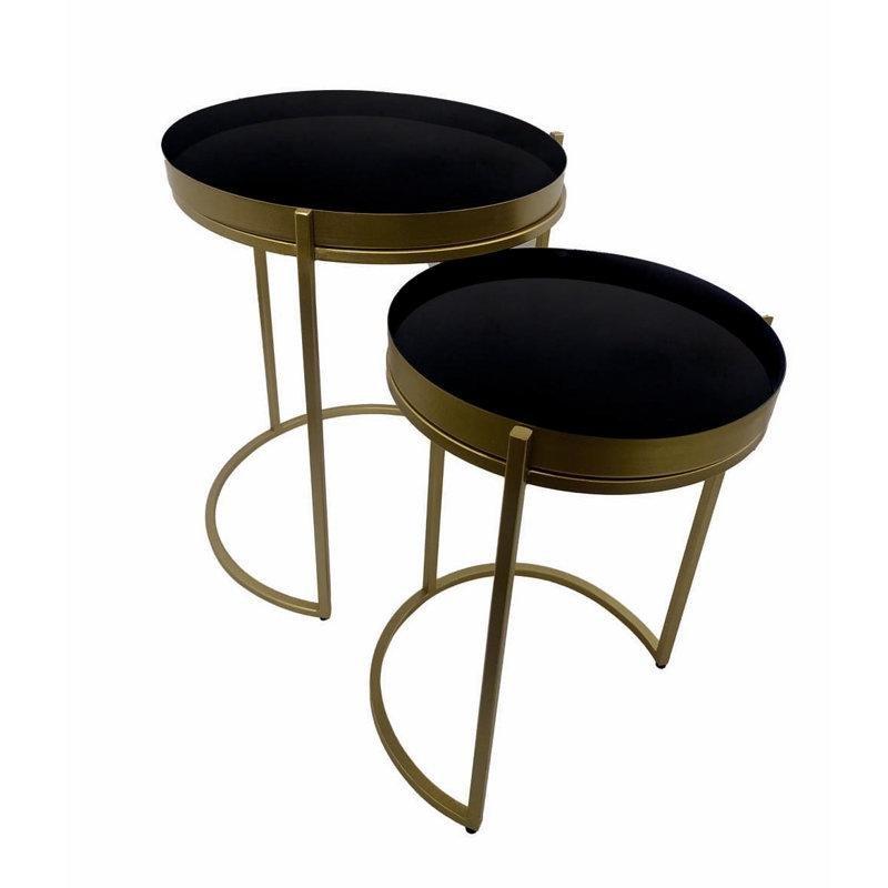 Siyah Gold Ferforje Zigon Sehpa İkili Set 50 cm - 108208
