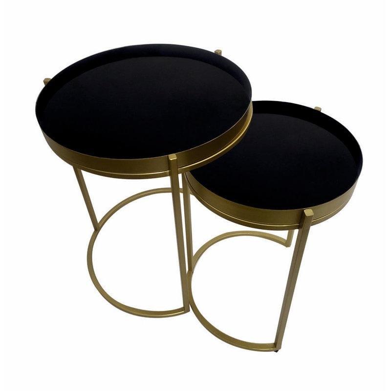 Siyah Gold Ferforje Zigon Sehpa İkili Set 50 cm - 108208