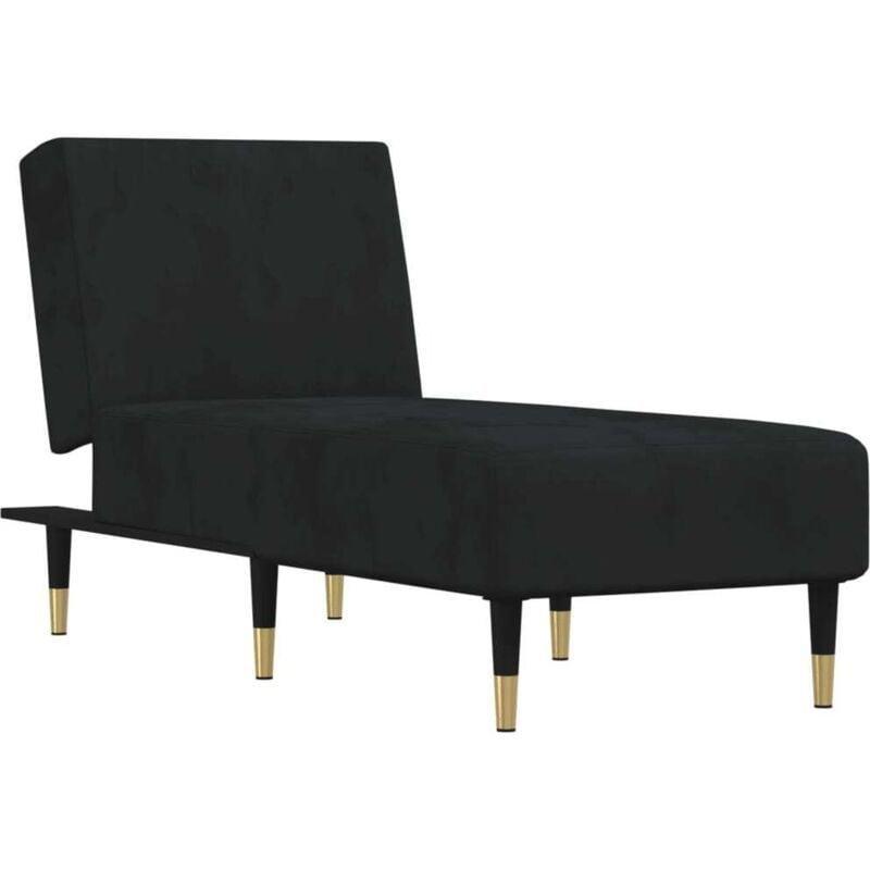 Siyah Kadife Metal Ayaklı 3 Kademeli Açılır Dinlenme Koltuğu 55x155x70 cm - 109388
