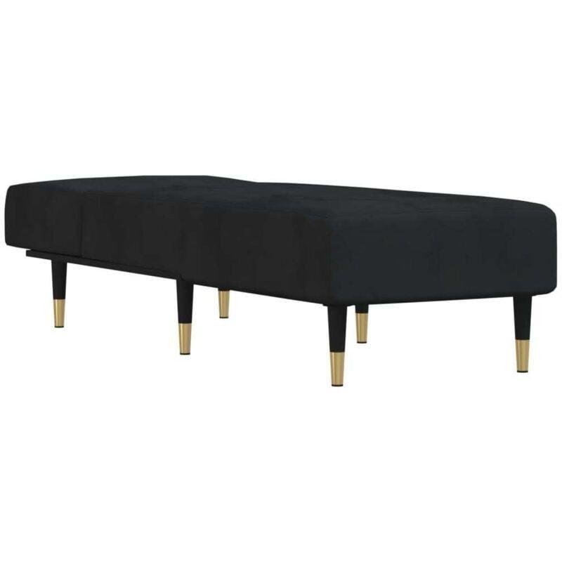Siyah Kadife Metal Ayaklı 3 Kademeli Açılır Dinlenme Koltuğu 55x155x70 cm - 109388