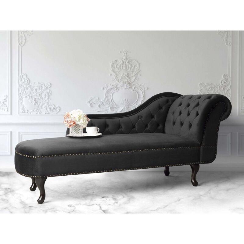 Siyah Kadife Sağ Kollu Dinlenme ve Uzanma Koltuğu 169x65x79 cm - 109008