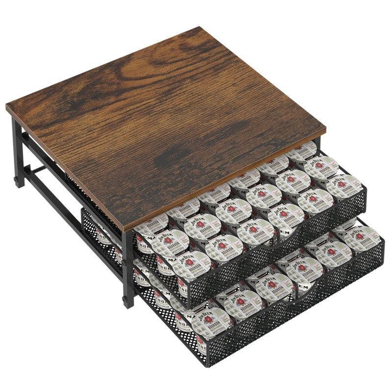 Siyah Kahve Köşesi 34x33x17 cm Çekmeceli Kahve Kapsülü Saklama Organizatörü - 99892