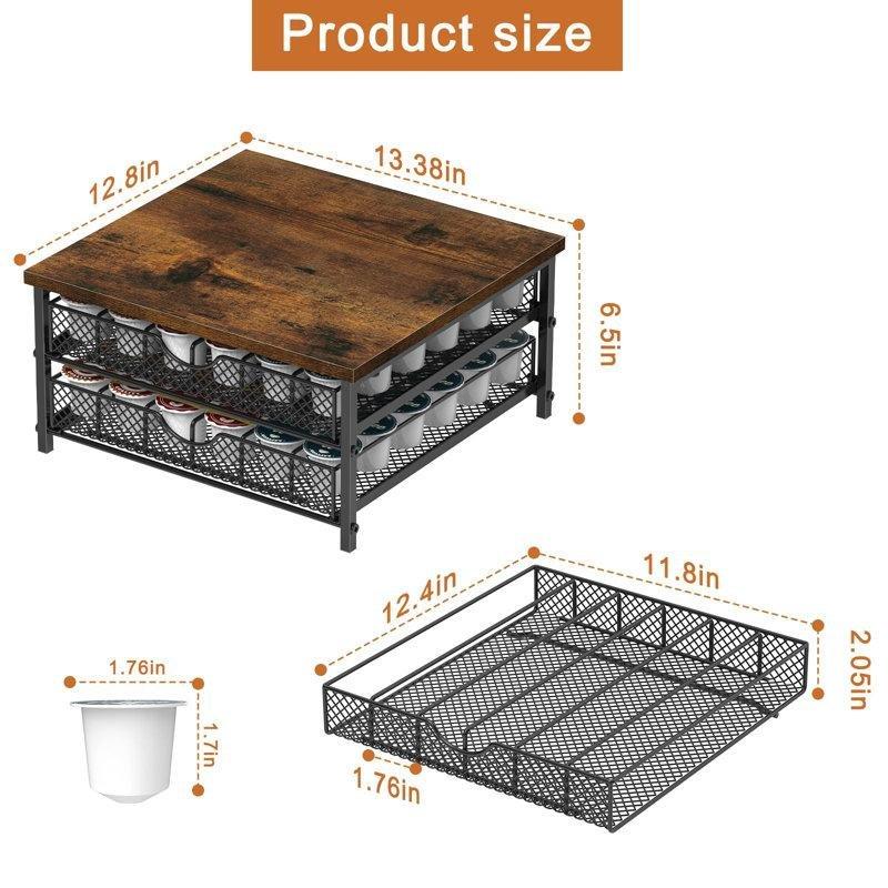 Siyah Kahve Köşesi 34x33x17 cm Çekmeceli Kahve Kapsülü Saklama Organizatörü - 99892