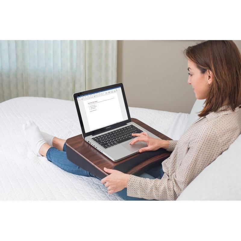 Siyah Kahverengi Polyester Minderli Taşıma Saplı Laptop Sehpası-11x50x42 cm - 113232