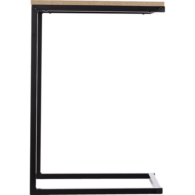 Siyah Kahverengi Yonga Levha Metal C Şekilli Ahşap Yan Sehpa-45x35x67 cm - 110470
