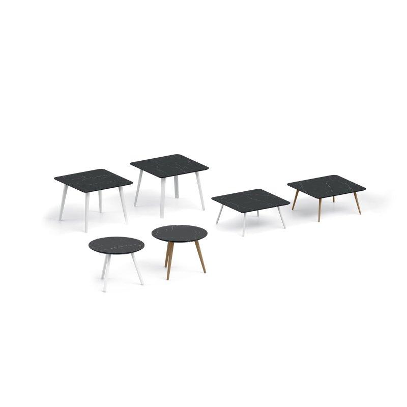 Siyah Kare Porselen Masa Metal Ayaklı 100 cm - 90091