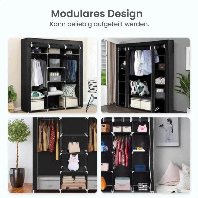 Siyah Katlanabilir Gardrop 150x175 cm Endüstriyel Kumaş - 90829