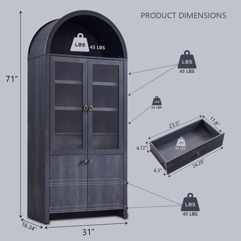 Siyah Kemerli Çok Amaçlı Dolap 180x79x42 cm - 92836