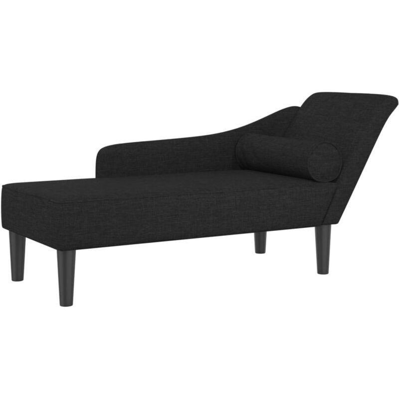 Siyah Kumaş Dinlenme Koltuğu 141 x 55,5 x 66,5 cm Silindirik Yastıklı - 109391