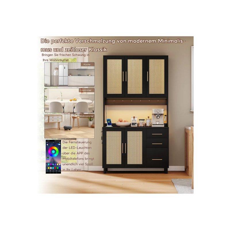 Siyah LED Aydınlatmalı Çok Amaçlı Dolap 100x40x183 cm - 92746