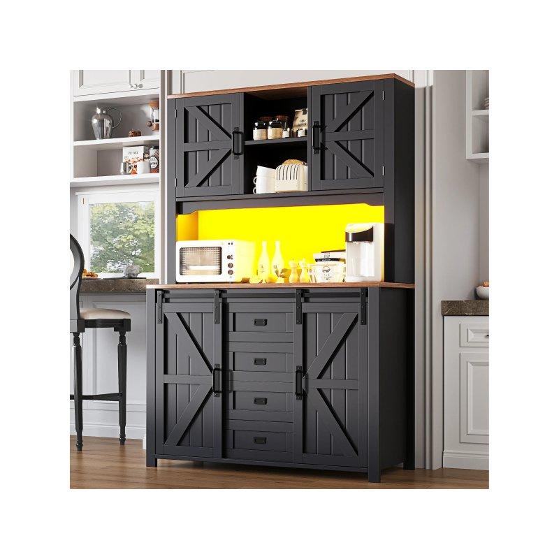 Siyah LED Işıklı Çok Amaçlı Dolap 115x40x175 cm - 92635