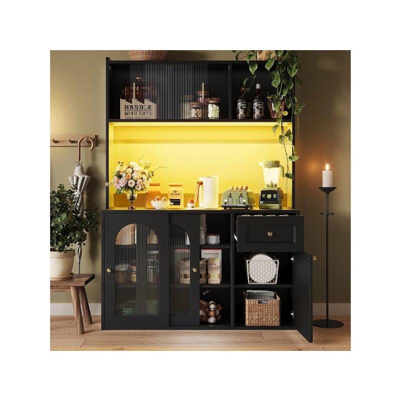 Siyah LED Işıklı Çok Amaçlı Dolap 120x35x167 cm - 92521