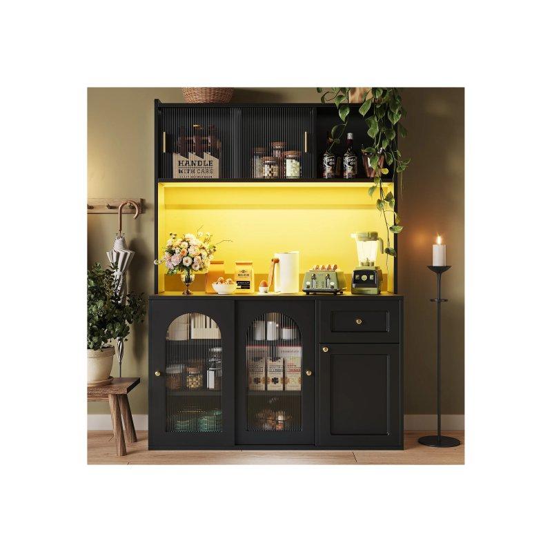 Siyah LED Işıklı Çok Amaçlı Dolap 120x35x167 cm - 92521