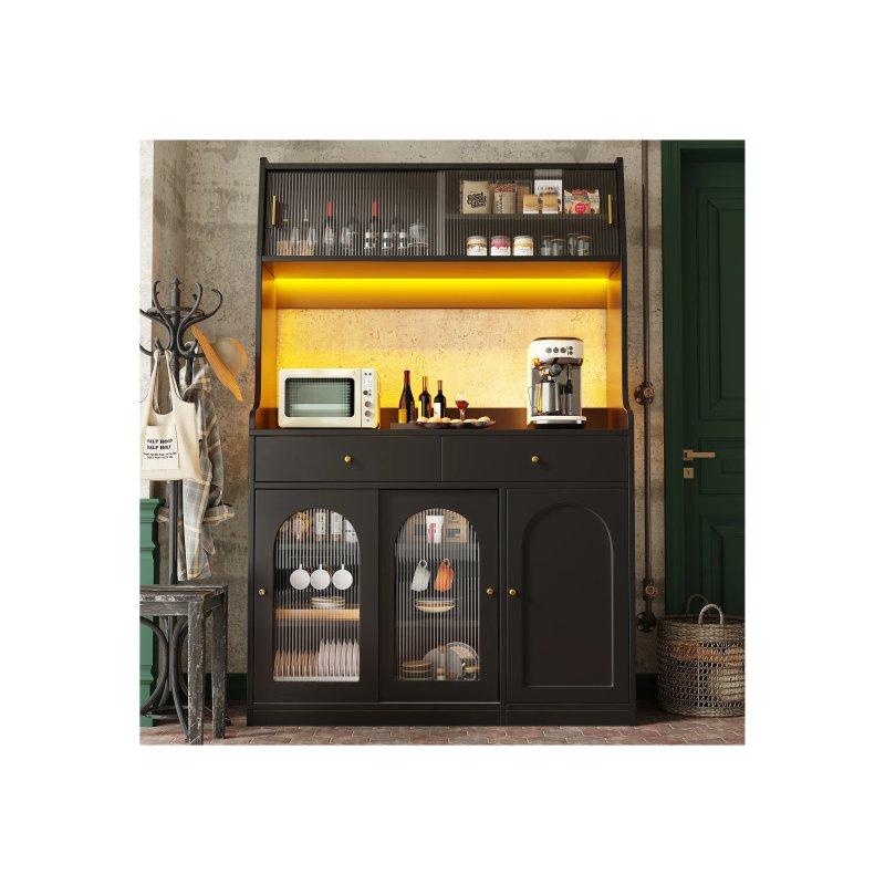 Siyah LED Işıklı Çok Amaçlı Dolap 120x40x180 cm - 92572