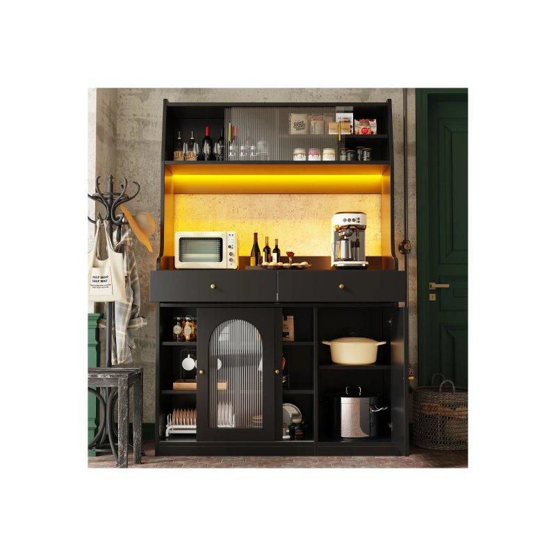 Siyah LED Işıklı Çok Amaçlı Dolap 120x40x180 cm - 92572