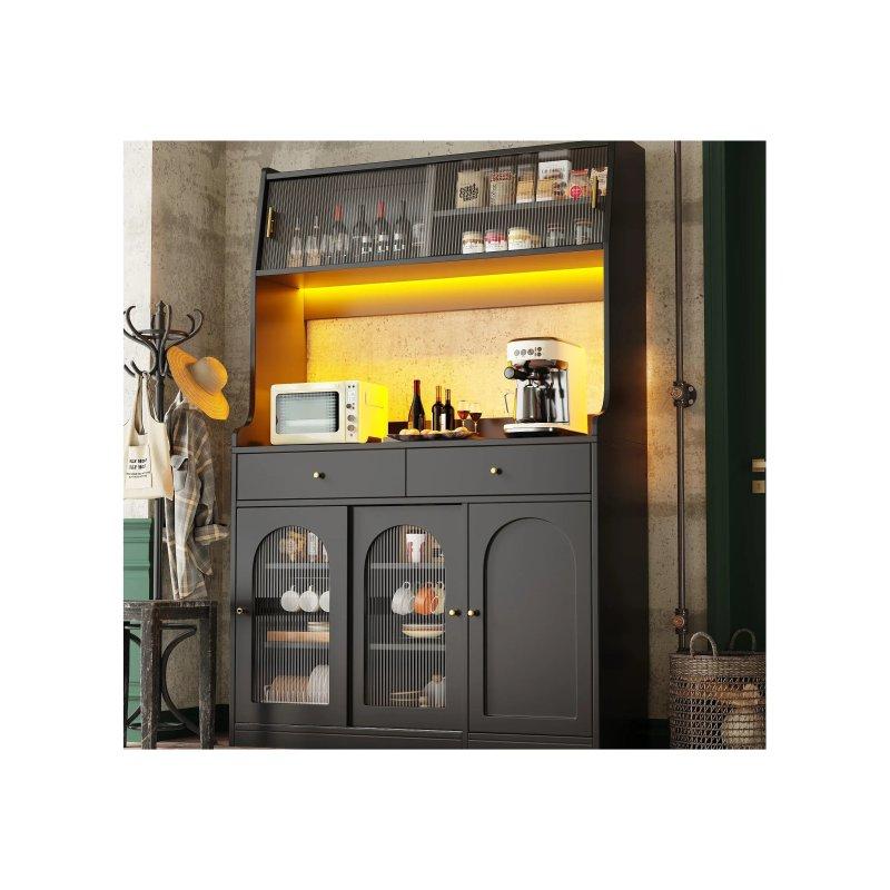 Siyah LED Işıklı Çok Amaçlı Dolap 120x40x180 cm - 92572 Siyah LED Işıklı Çok Amaçlı Dolap 120x40x180 cm - 92572