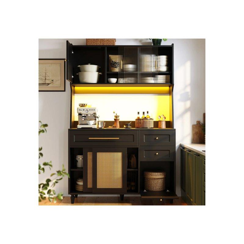 Siyah LED Işıklı Çok Amaçlı Dolap 120x45x196 cm - 92293