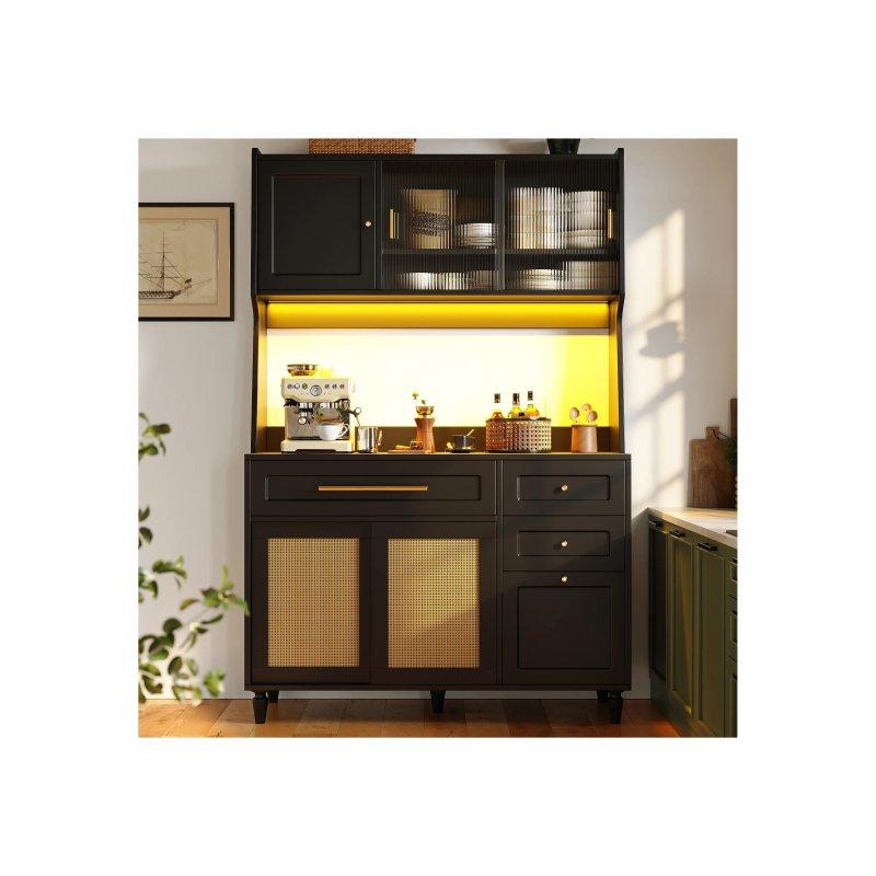 Siyah LED Işıklı Çok Amaçlı Dolap 120x45x196 cm - 92293