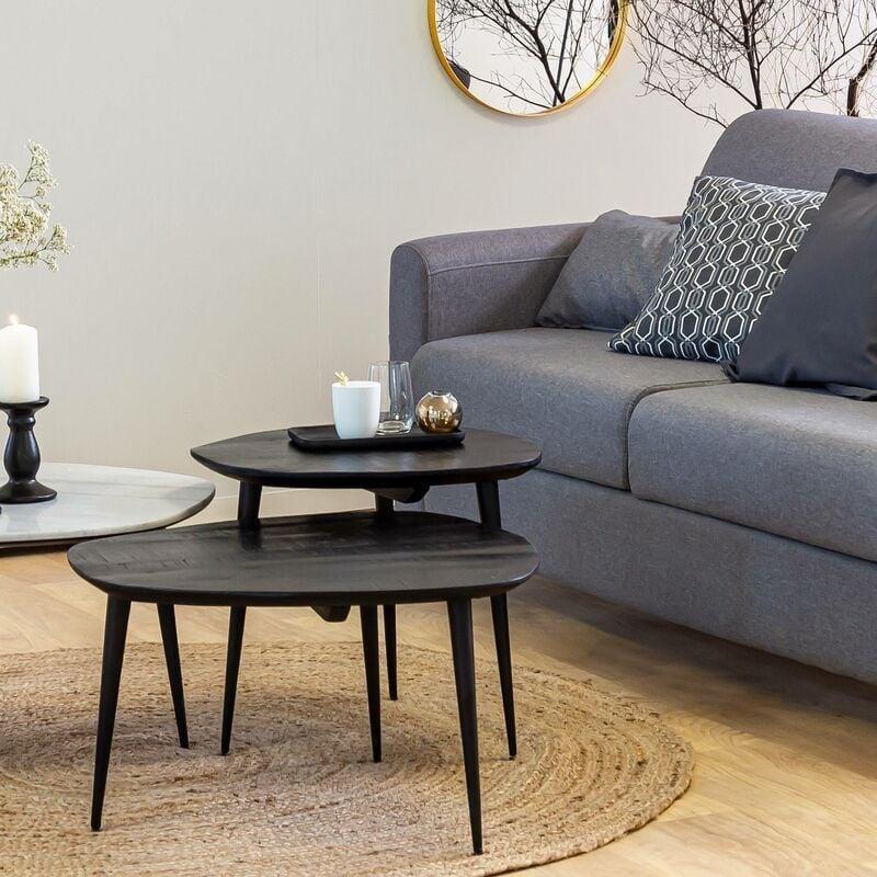 Siyah Mango Ağacı Zigon Sehpa 71x71 cm - 107690