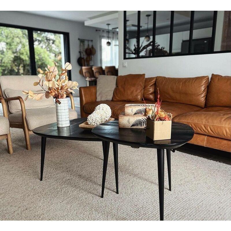 Siyah Mango Ağacı Zigon Sehpa 71x71 cm - 107690