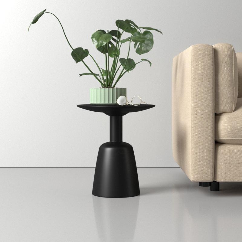 Siyah Mantar Zigon Sehpa Masif Mango Ağacı 41 cm - 108397