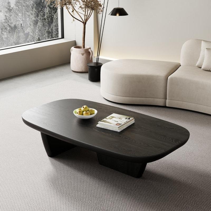 Siyah Masif Ahşap Dikdörtgen Orta Sehpa 130 cm - 104083