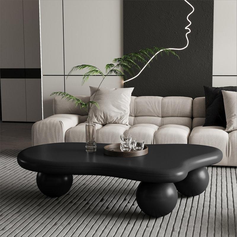 Siyah Mat 120x80 cm Top Ayaklı Orta Sehpa - 105991