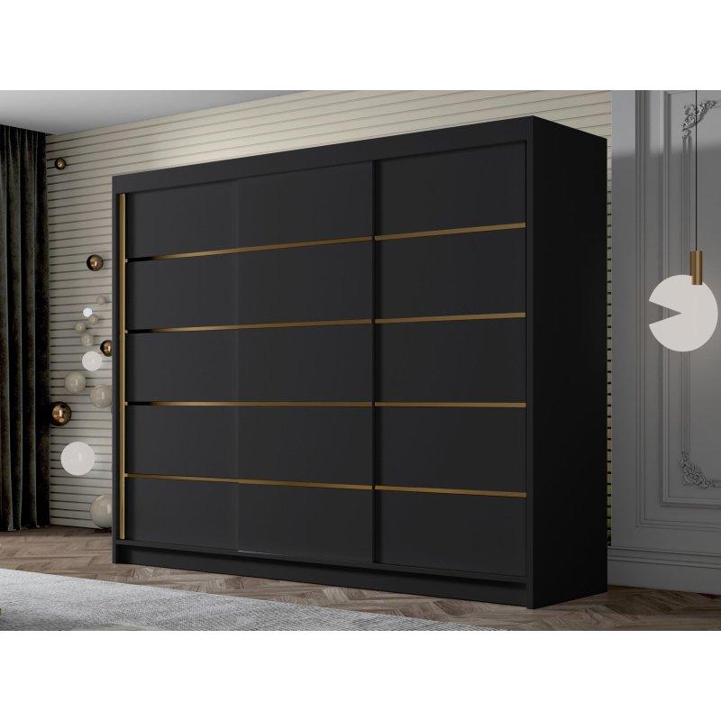 Siyah Mat Endüstriyel Ahşap Sürgülü Gardrop 250x215 cm - 90694