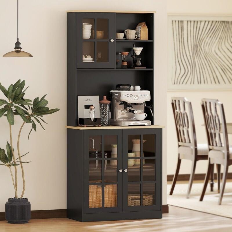 Siyah MDF Camlı Kahve Köşesi 80x37x183 cm - 100194