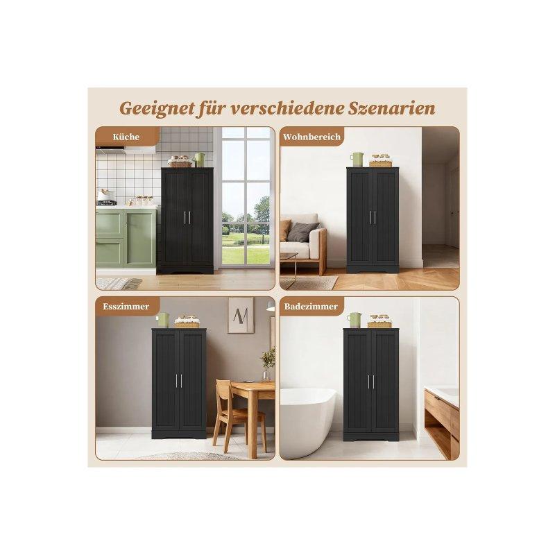 Siyah MDF Çok Amaçlı Dolap 120x60x40 cm LED Aydınlatmalı - 92629