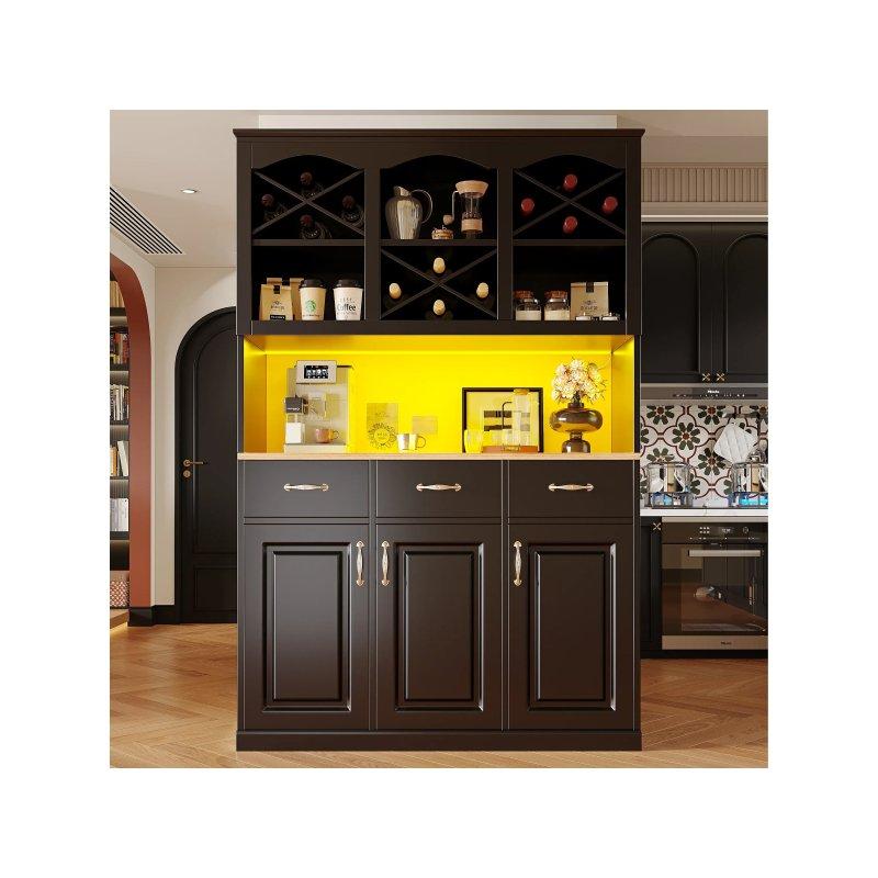Siyah MDF Çok Amaçlı Dolap LED Işıklı 120x40x180 cm - 92551