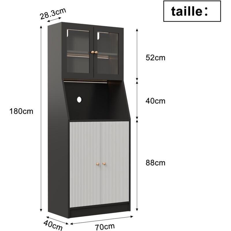 Siyah MDF Kahve Köşesi 70x40x180 cm Camlı Kapılar ve LED Aydınlatma - 100262