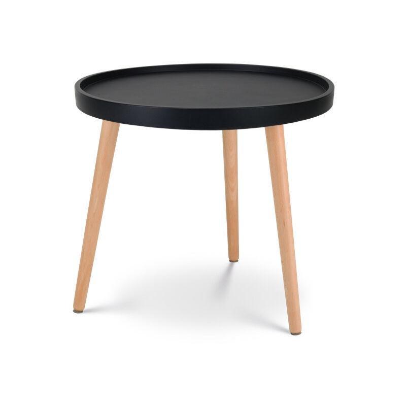 Siyah MDF Masif Ahşap Kenar Bordürlü İskandinav Yan Sehpa-50x50x45 cm - 112546